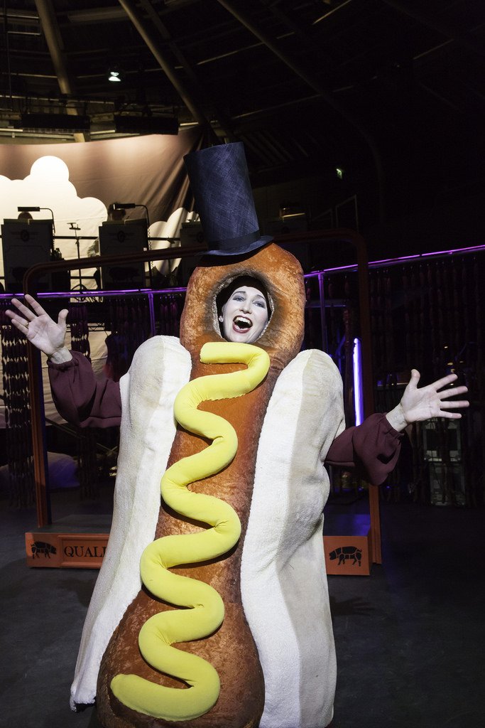 Jess Walker dressed as a hotdog